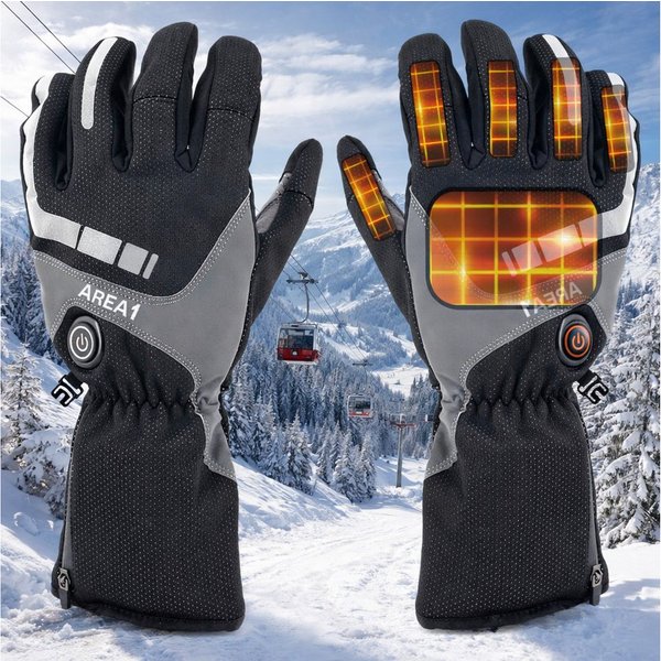 Area1 Skihandschuhe Handschuhe Ski, beheizbar. Größe M - XXL 4.000 mAh Akku
