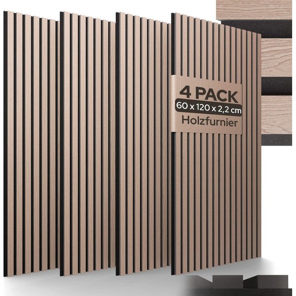 Arebos Akustikplatte Zuschneidbar, Einfache Montage, 2 Farben, (Set), Schallabsorption, Ayous-Echtholzfurnier, Einfache Montage
