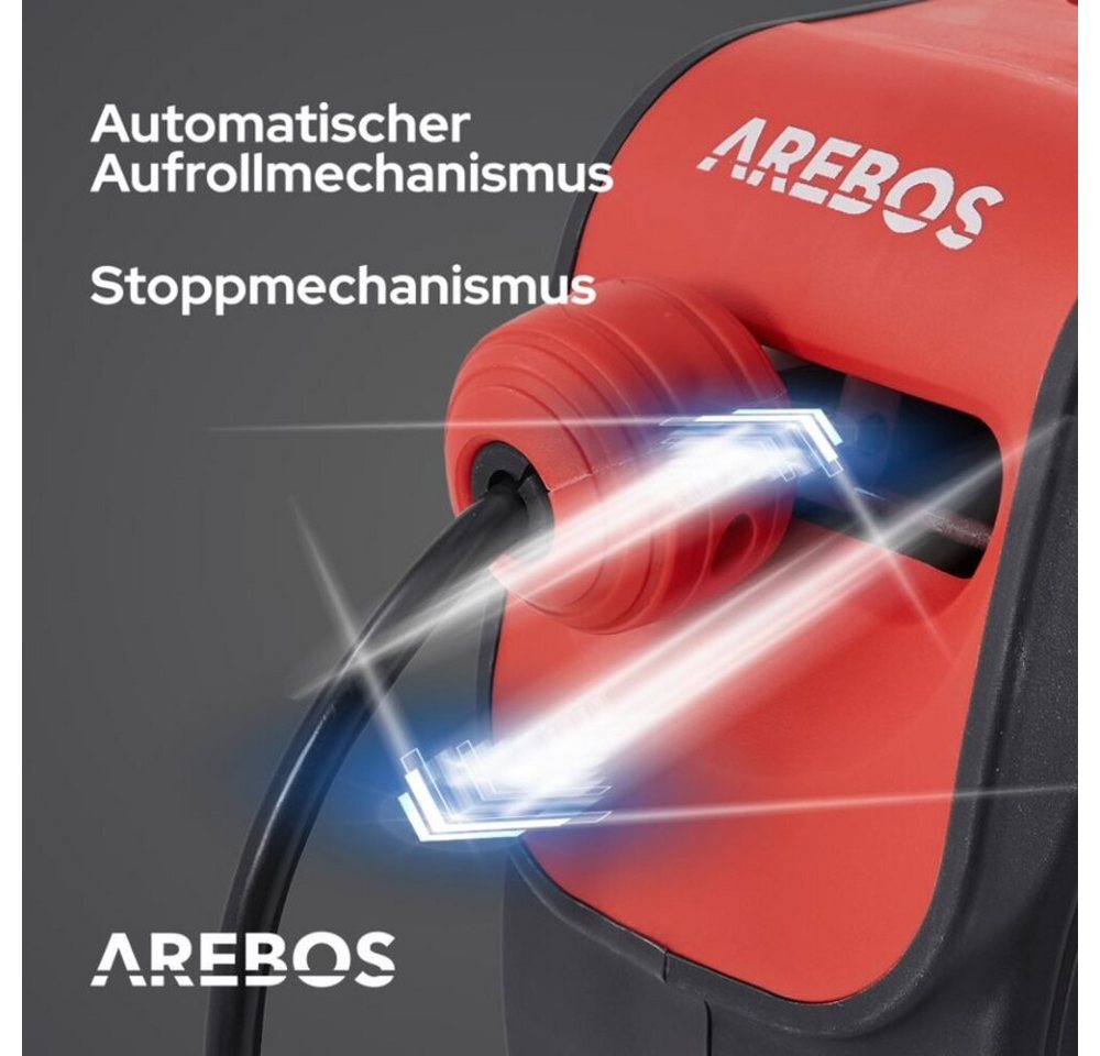 Arebos Automatik Kabelaufroller, Wand- und Deckenmontage Kabeltrommel 1-fach (Wandhalterung, Überhitzungsschutz) – Bild 4 von 5