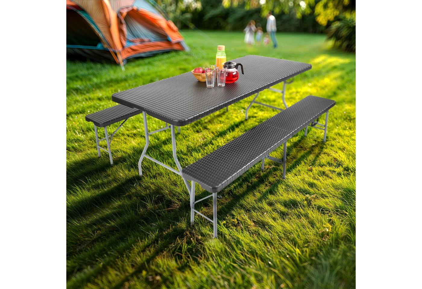 Arebos Bierzeltgarnitur Festzeltgarnitur, Biertisch Set, klappbar Campingtisch, (Set, Garnitur), Wetterfest & Pflegeleicht – Bild 2 von 5