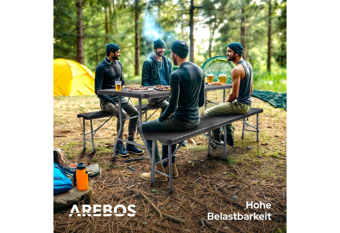 Arebos Bierzeltgarnitur Festzeltgarnitur, Biertisch Set, klappbar Campingtisch, (Set, Garnitur), Wetterfest & Pflegeleicht – Bild 4 von 5