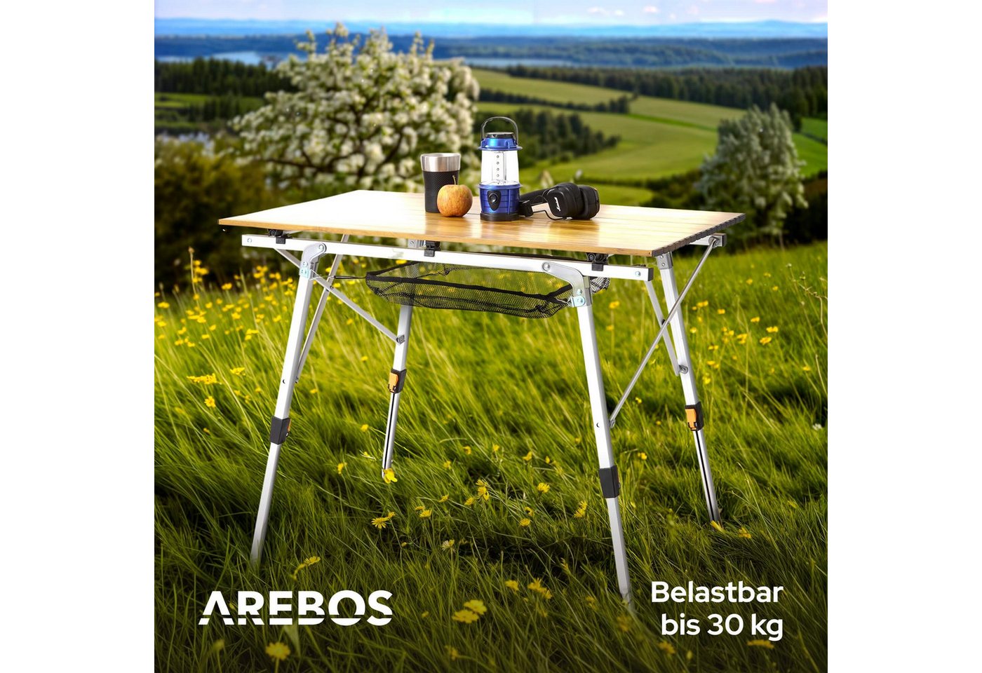 Arebos Campingtisch 90x51,5 cm Reisetisch faltbar, klappbar für Camping, Picknick & Balkon – Bild 4 von 5