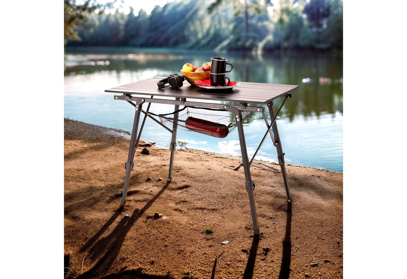 Arebos Campingtisch 90x51,5 cm Reisetisch faltbar, klappbar für Camping, Picknick & Balkon – Bild 2 von 5