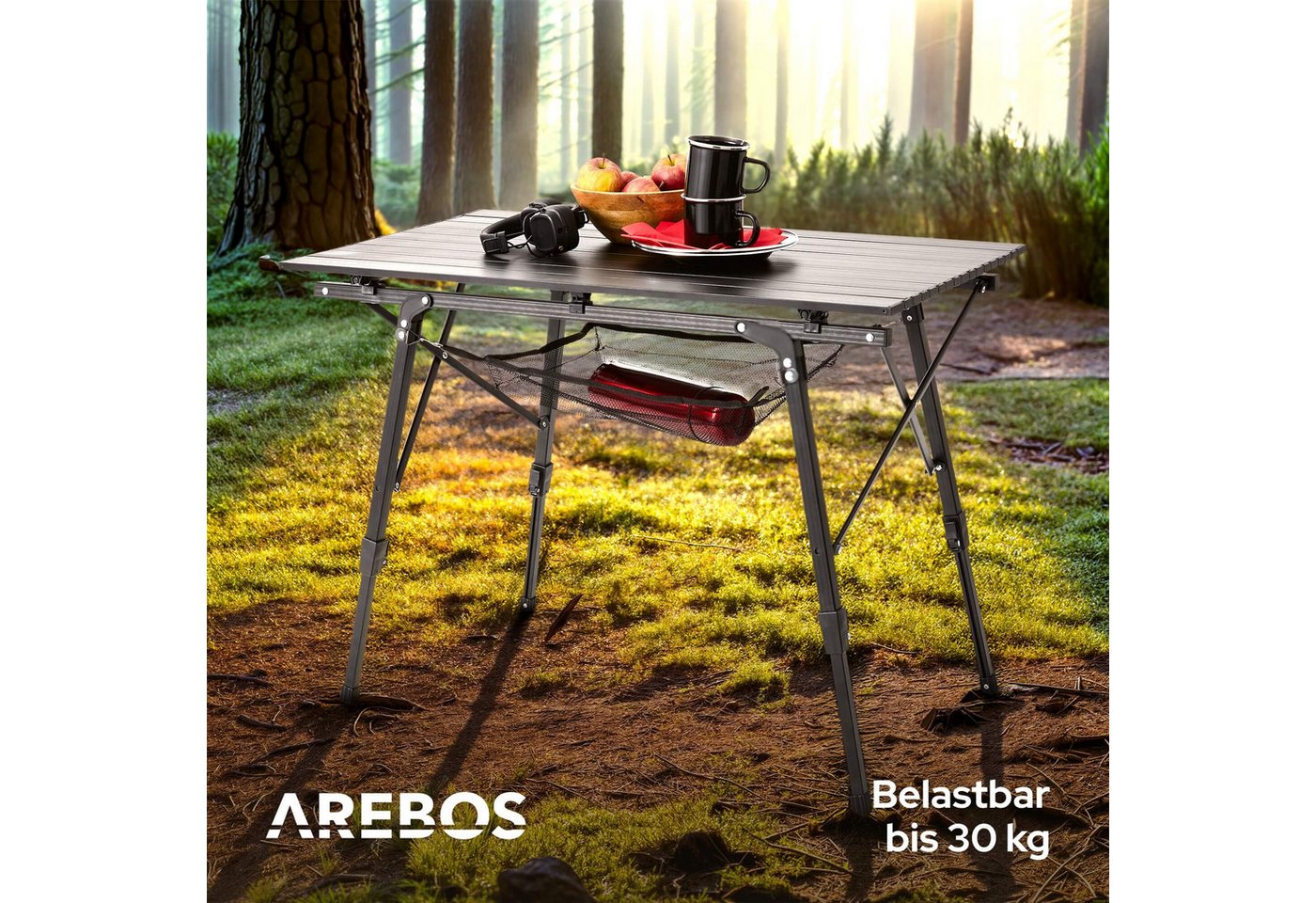 Arebos Campingtisch 90x51,5 cm Reisetisch faltbar, klappbar für Camping, Picknick & Balkon – Bild 4 von 5