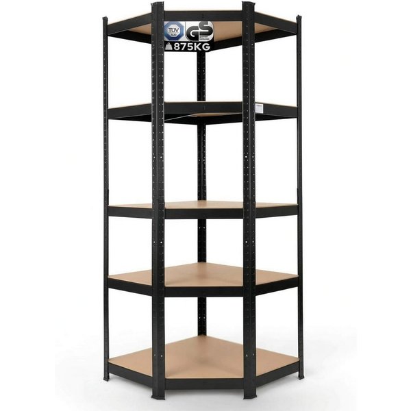 Arebos Eckregal 180x70x70 cm, 875 kg, Traglast, Steckregal, Lagerregal, Flexibel einsetzbar: für Werkstatt, Garage, Keller oder Lager