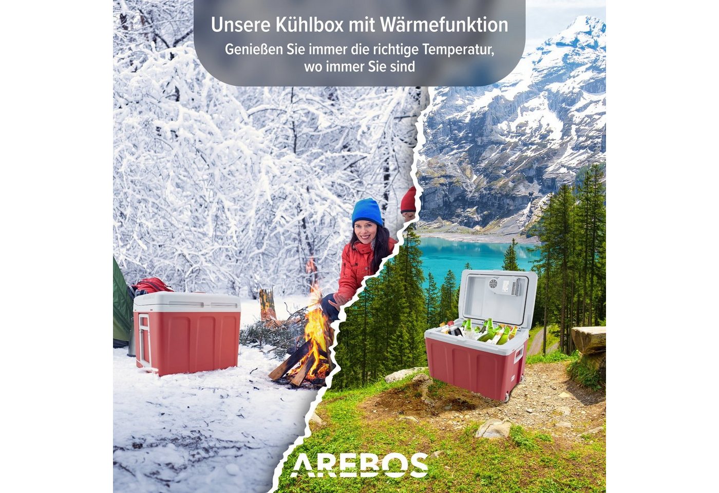 Arebos Elektrische Kühlbox 40L, Mobil Kühlschrank ECO Modus, Kühlen & Warmhalten, 2 Programme: COLD & HOT – Bild 5 von 5