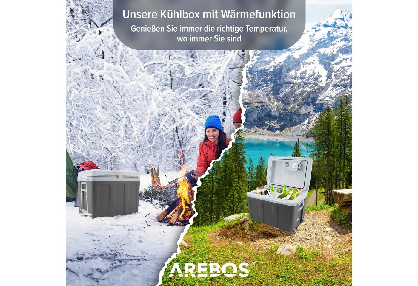 Arebos Elektrische Kühlbox 40L, Mobil Kühlschrank ECO Modus, Kühlen & Warmhalten, 2 Programme: COLD & HOT – Bild 5 von 5