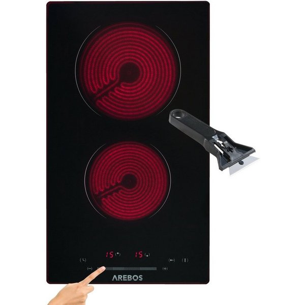 Arebos Elektro-Kochfeld Glaskeramik 3200W 2 Kochzonen 30 cm