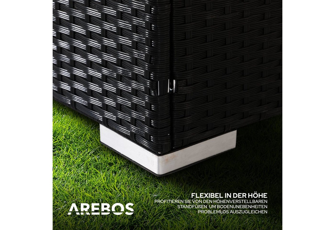 Arebos Gartensessel Poly-Rattan Gartenlounge, Inkl. Sitz- und Rückenkissen, Schwarz (1-St), UV-beständigen Polyrattan-Geflecht – Bild 5 von 5