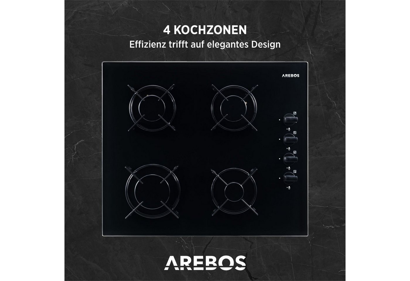 Arebos Gas-Kochfeld – Bild 4 von 5