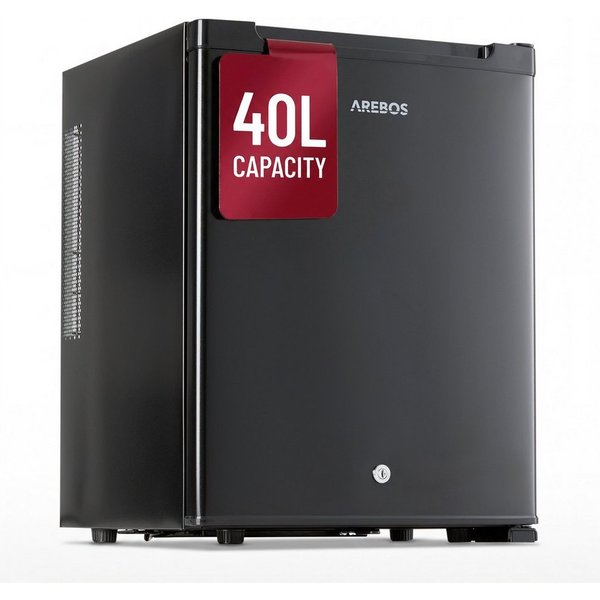 Arebos Getränkekühlschrank AR-HE-MKS40, 55,9 cm hoch, 42 cm breit, 3-Stufen Thermostat, Türanschlag wechselbar, Glasablagen, 2 Türfächer