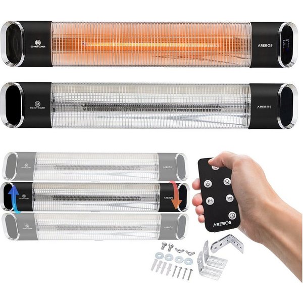 Arebos Heizstrahler 2000W, mit Fernbedienung, 2 Leistungsstufen, 9 Heizstufen, IP65, Fernbedienung