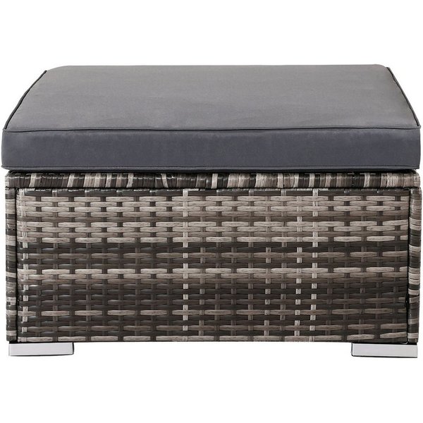 Arebos Hocker Sitz, Ablage In- & Outdoor geeignet inkl. Sitzkissen Polyrattan, Leichtes, witterungsbeständiges, rostfreies Aluminiumgestell