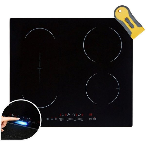 Arebos Induktions-Kochfeld 7200 W, 4 Kochfelder Flexzone, 59 cm, Autark AR-HE-IKF60, mit Sensor Touch, Timer, Kindersicherung & Überhitzungsschutz