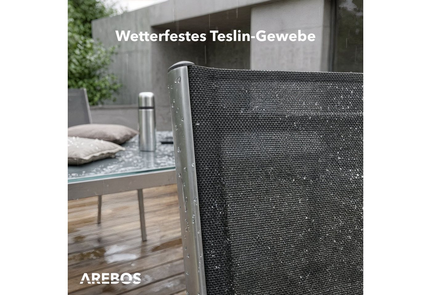 Arebos Klappstuhl Gartenstuhl 2er Set klappbar Hochlehner Alu verstellbar UV-fest (Set, 2 St), 7-fach verstellbar, Wetterfestes, bis 120 kg – Bild 5 von 5
