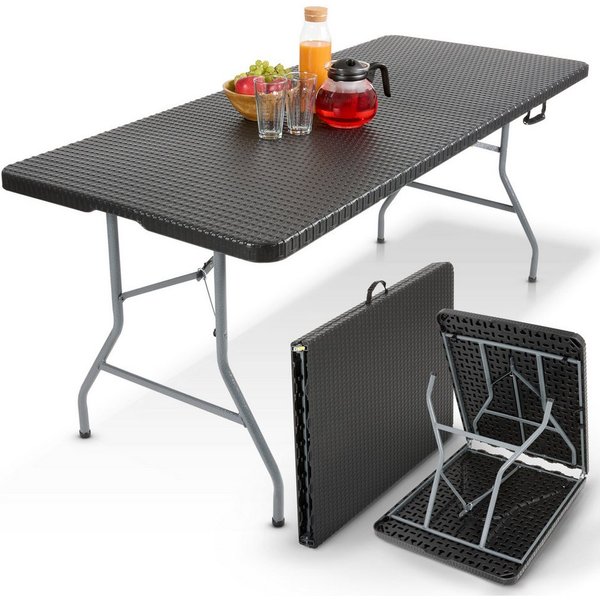 Arebos Klapptisch 182 cm, klappbar für Garten, Camping, Buffet, bis 150 kg, Einfach auf- und abzubauen – keine Werkzeuge nötig