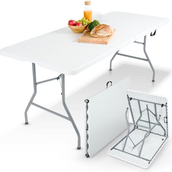 Arebos Klapptisch 182 cm, klappbar für Garten, Camping, Buffet, bis 150 kg, Einfach auf- und abzubauen – keine Werkzeuge nötig