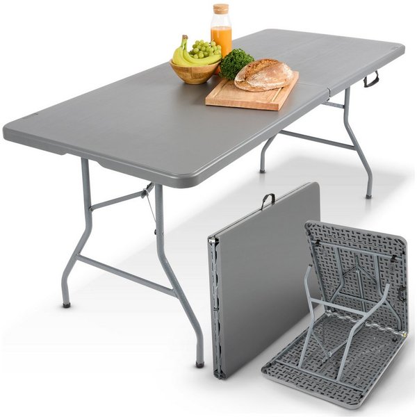 Arebos Klapptisch 182 cm, klappbar für Garten, Camping, Buffet, bis 150 kg, Einfach auf- und abzubauen – keine Werkzeuge nötig