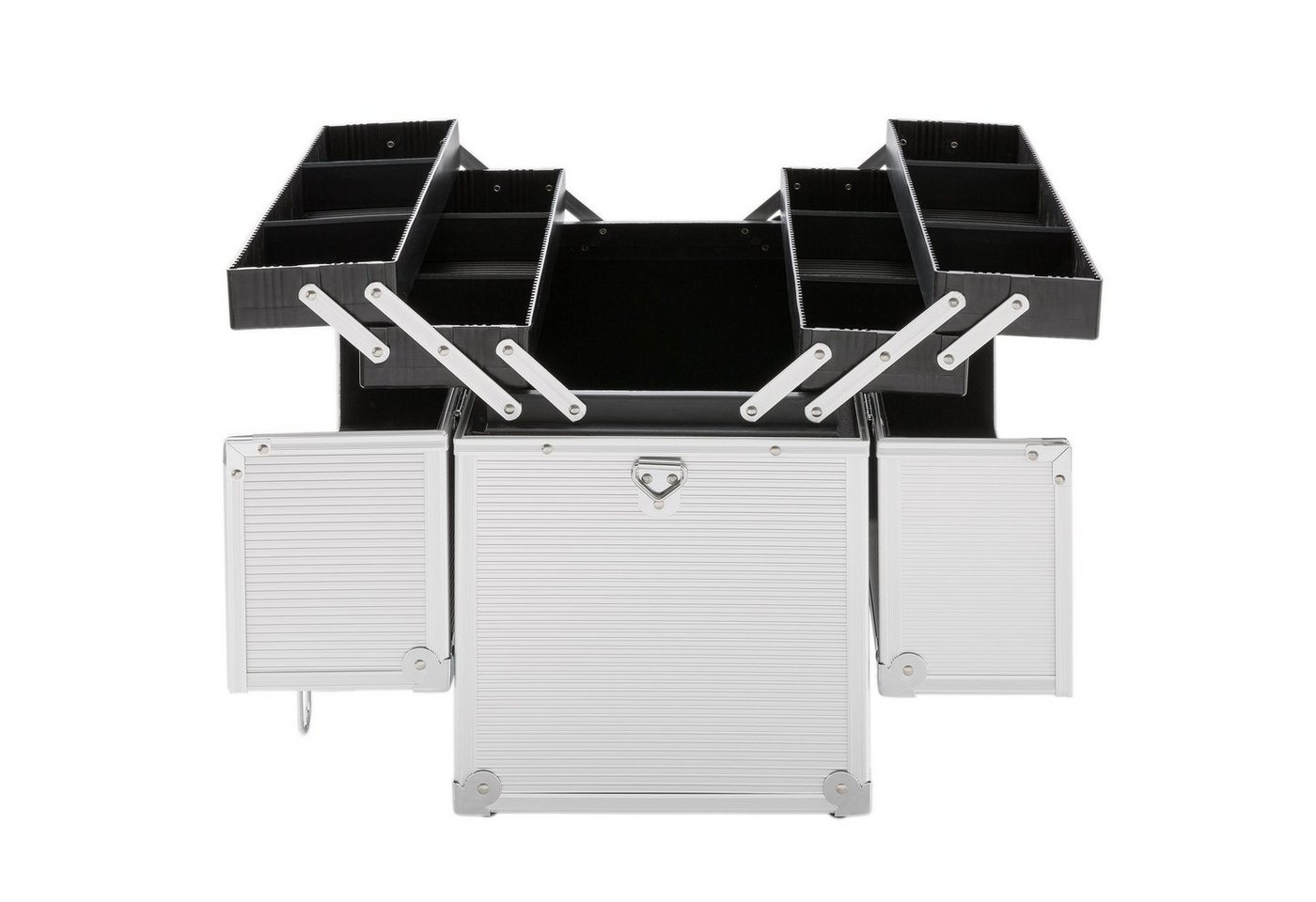 Arebos Kosmetikkoffer 26L, inkl. Tragegurt, Aluminium, inkl. Schloss & Schlüssel (Stück), Maße (LxTxH): 36 x 23 x 39 cm, 8x Trennwände – Bild 2 von 5