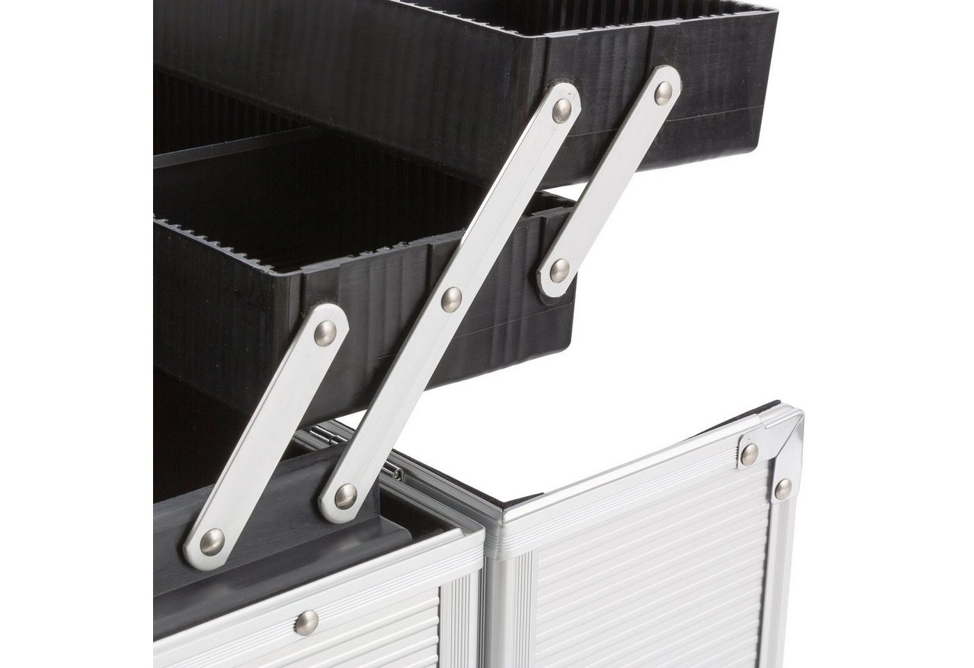 Arebos Kosmetikkoffer 26L, inkl. Tragegurt, Aluminium, inkl. Schloss & Schlüssel (Stück), Maße (LxTxH): 36 x 23 x 39 cm, 8x Trennwände – Bild 3 von 5