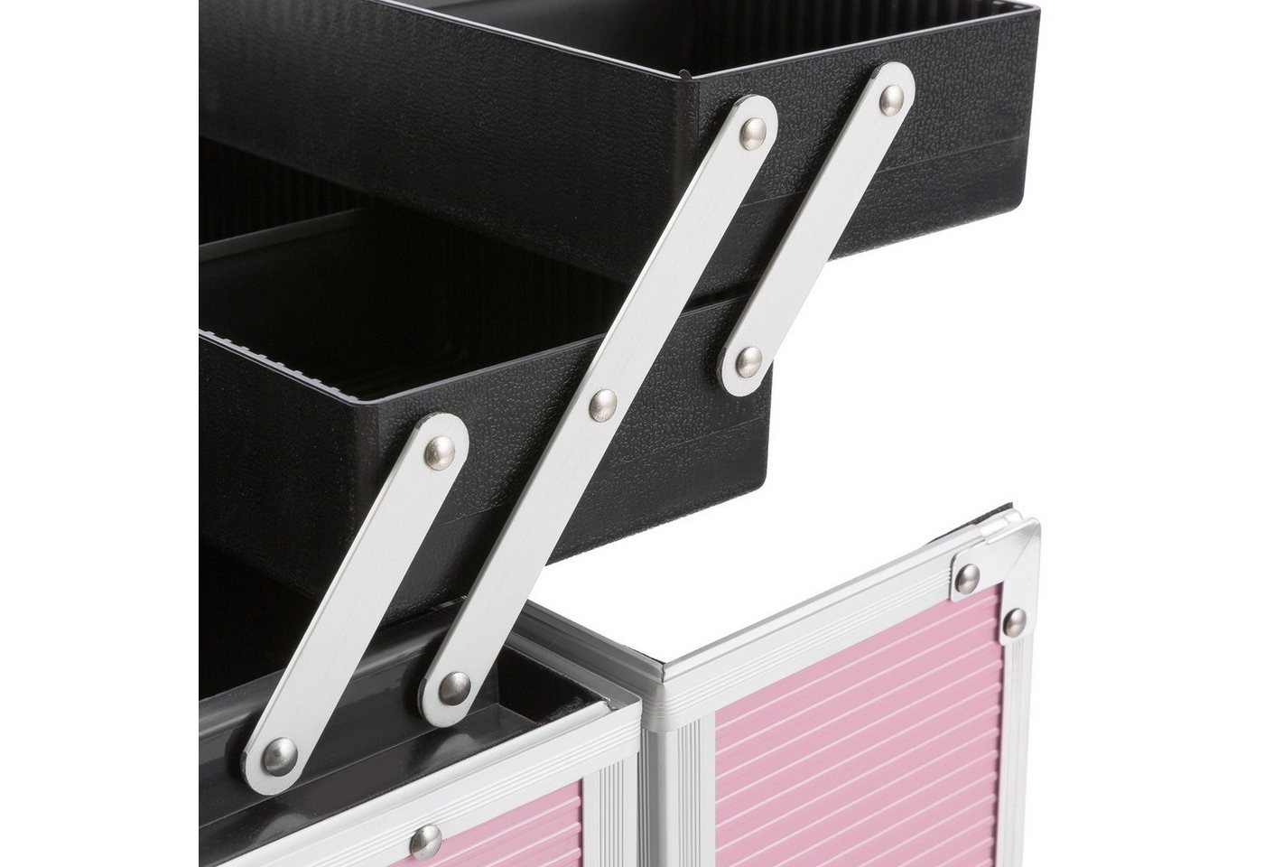 Arebos Kosmetikkoffer 26L, inkl. Tragegurt, Aluminium, inkl. Schloss & Schlüssel (Stück), Maße (LxTxH): 36 x 23 x 39 cm, 8x Trennwände – Bild 3 von 5