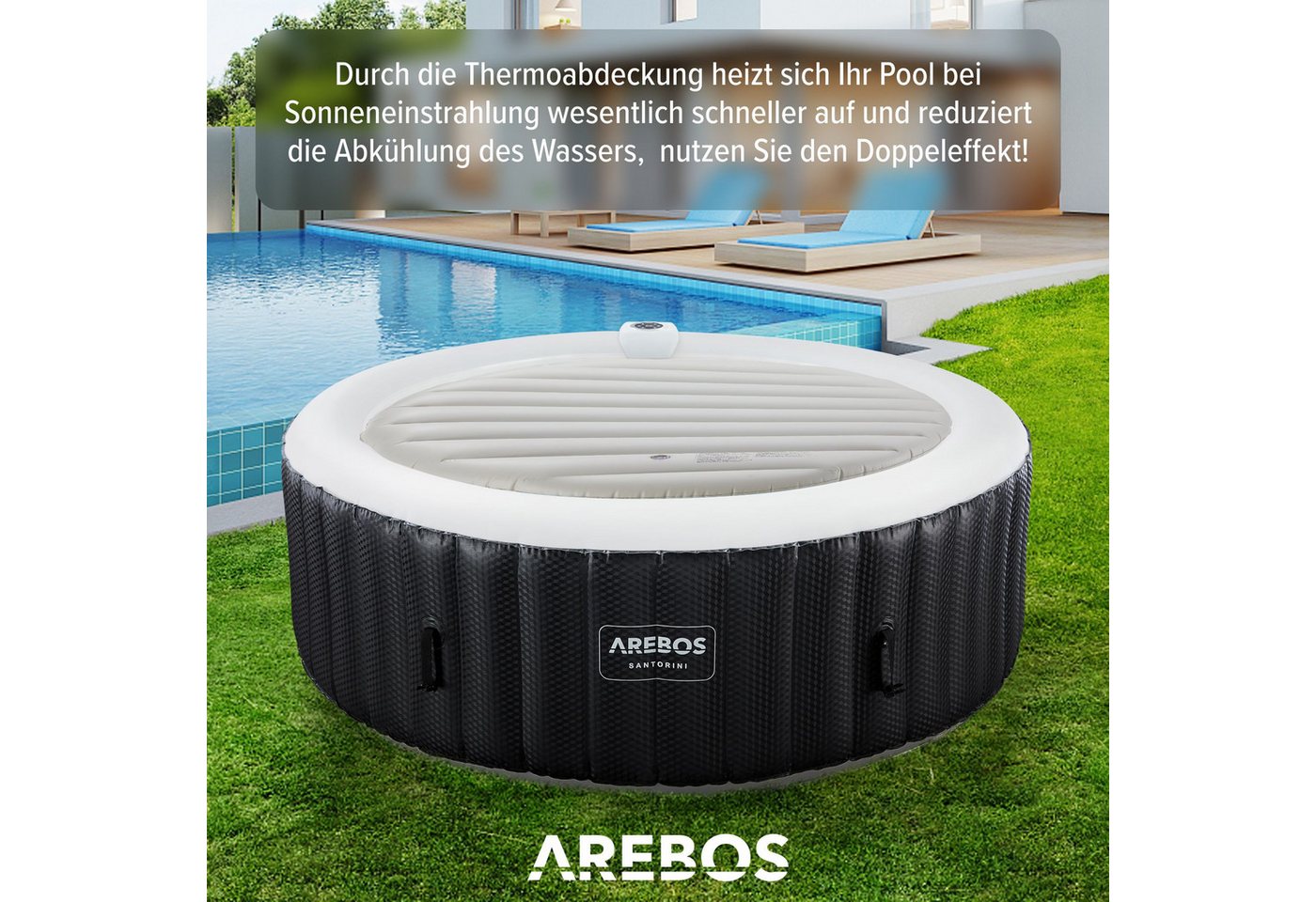 Arebos Pool-Abdeckplane Thermoabdeckung für Whirlpools, Whirlpoolzubehör für Pools, Grau – Bild 2 von 5