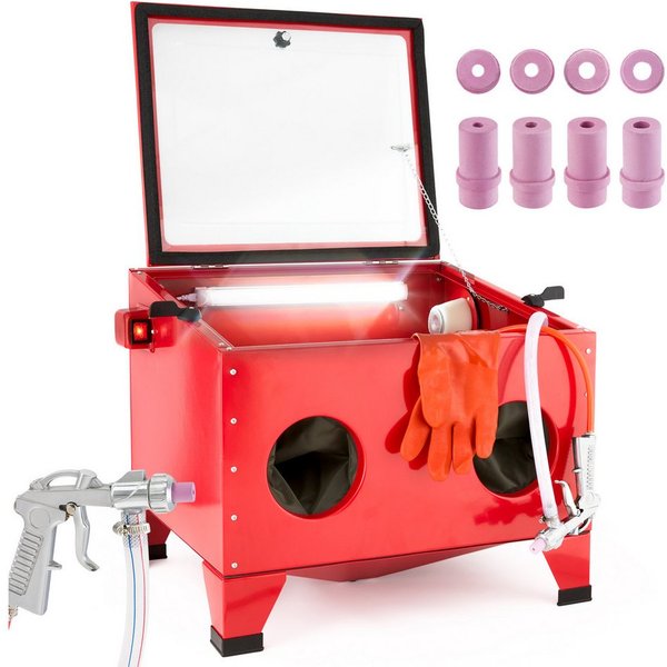Arebos Sandstrahlkabine 90 Liter, inkl. Strahlpistole, Sichtfenster + 5 Ersatzfolien, 90,00 l, max. 5 bar, Set
