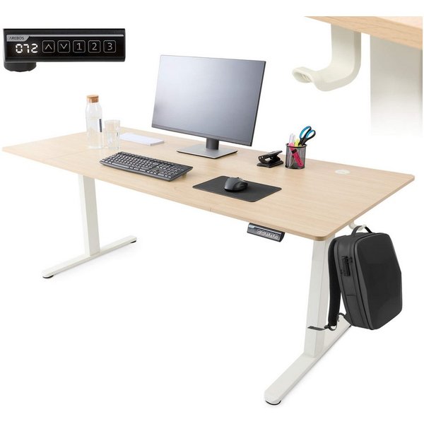 Arebos Schreibtisch Computer-Bürotisch 160 x 80 cm, elektrisch Memory-Funktion, 72-118 cm höhenverstellbar, Hebekapazität: 70 kg