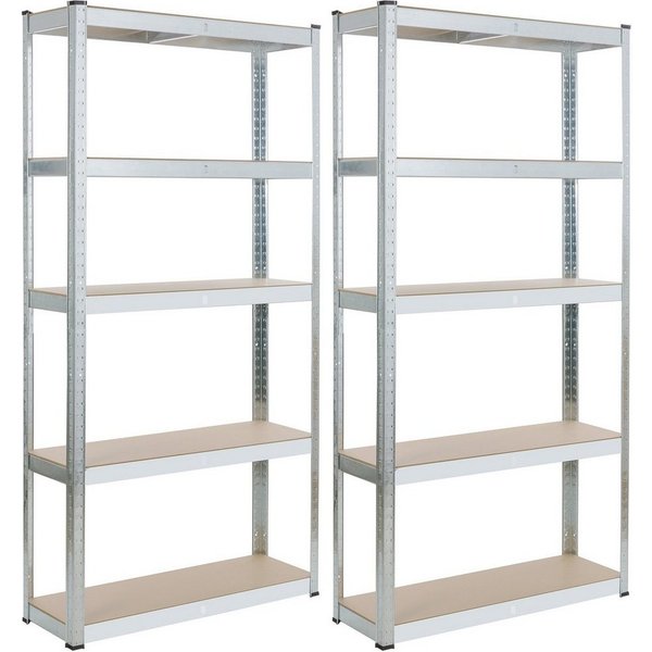 Arebos Schwerlastregal 180x90x40 cm, 5 Böden, 875 kg Traglast, Steckregal, Lagerregal, 2-tlg., Flexibel einsetzbar: für Werkstatt, Garage, Keller oder Lager