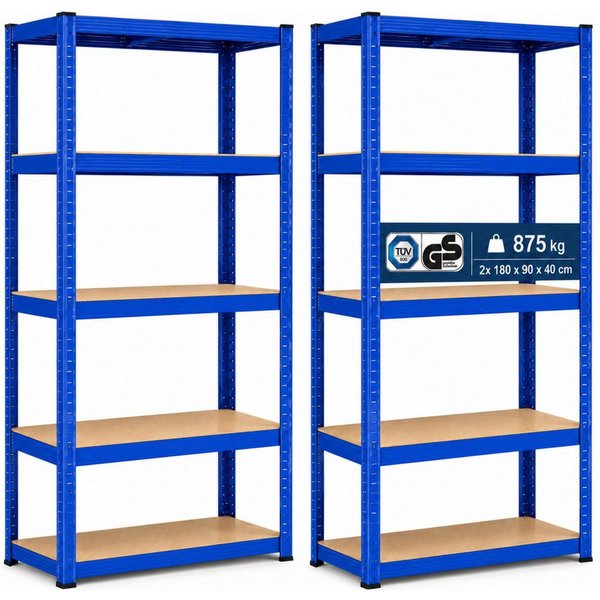 Arebos Schwerlastregal 180x90x40 cm, 5 Böden, 875 kg Traglast, Steckregal, Lagerregal, Stück, Flexibel einsetzbar: für Werkstatt, Garage, Keller oder Lager