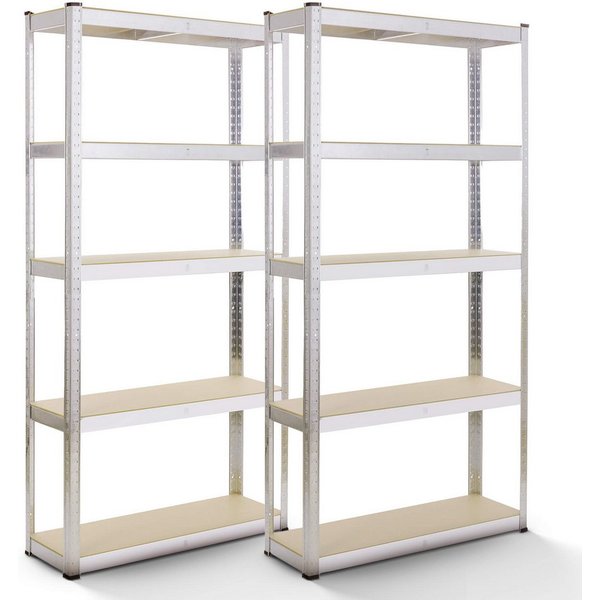Arebos Schwerlastregal 180x90x40 cm, 5 Böden, 875 kg Traglast, Steckregal, Lagerregal, Set 2-tlg., Flexibel einsetzbar: für Werkstatt, Garage, Keller oder Lager