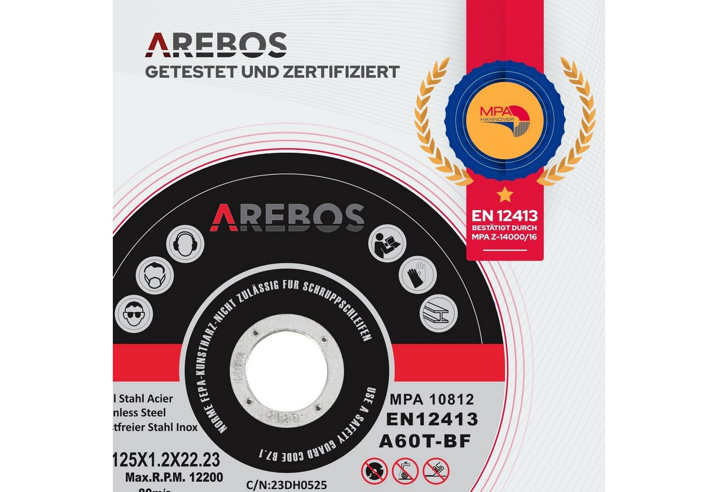 Arebos Trennscheibe Flexscheiben Schleifscheiben 1,2 mm x 22,23 mm, Ø 125 mm, (50-tlg) – Bild 5 von 5