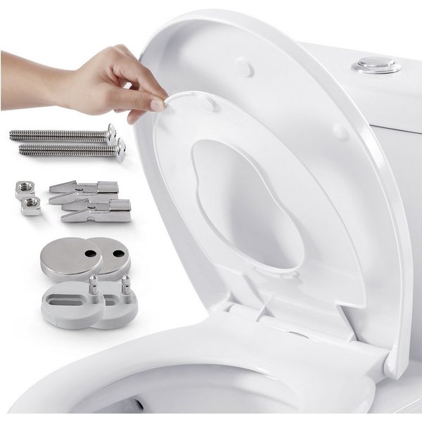 Arebos WC-Sitz Toilettendeckel Oval mit Kindersitz Softclose, Ovaler WC-Sitz mit Kindersitz, Softclose und Quick-Release