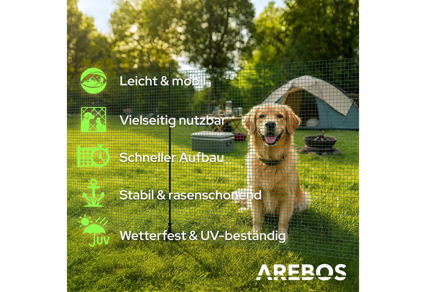 Arebos Weidenzaun Flexibel stellbar, Schimmelresistent, Wasserresistent, UV-Geschützt, (Packung), Feinmaschig, Flexibel stellbar, Schimmelresistent, Wasserresis – Bild 3 von 5