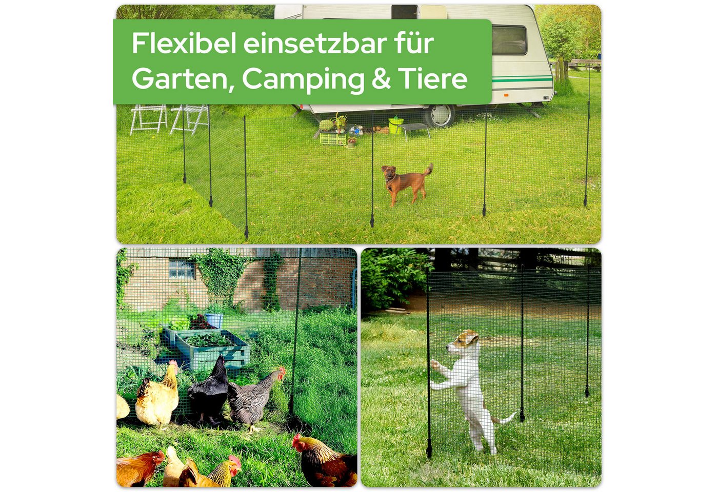 Arebos Weidenzaun Flexibel stellbar, Schimmelresistent, Wasserresistent, UV-Geschützt, (Packung), Feinmaschig, Flexibel stellbar, Schimmelresistent, Wasserresis – Bild 5 von 5