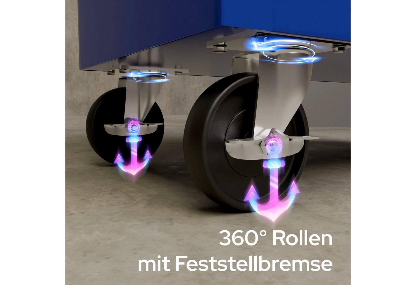 Arebos Werkstattwagen 7-Fächer Rollwagen, Zentral abschließbar mit Antirutschmatten, blau, (Werkzeug Rollwagen 7 Fächer) – Bild 4 von 5