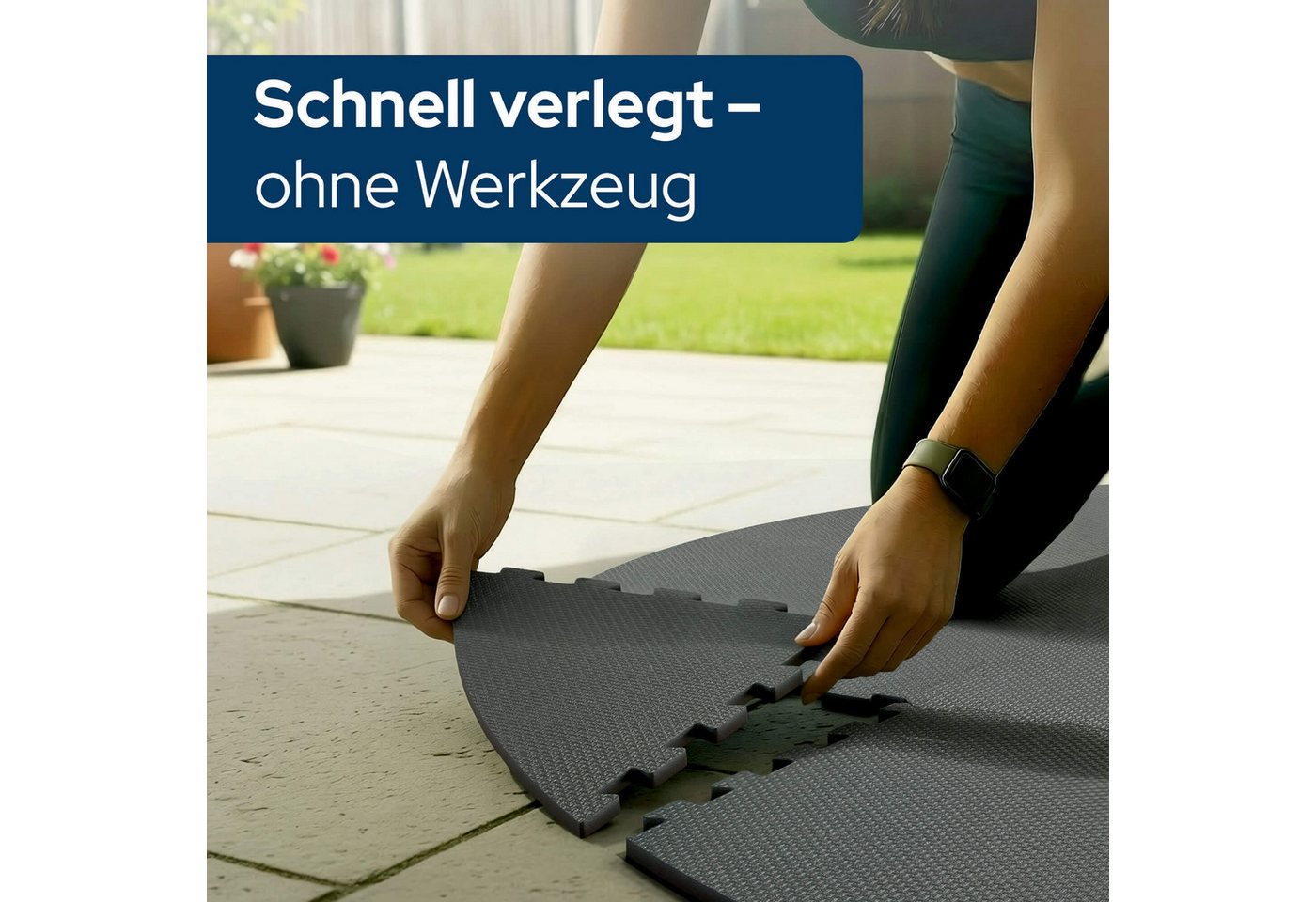 Arebos Whirlpoolmatte Spa Pool Bodenschutzmatte - rund - EVA - Whirlpool Unterlage Puzzle, (16-tlg., 16'er Set), Whirlpool Bodenschutzmatte, isolierend & rutsch – Bild 4 von 5