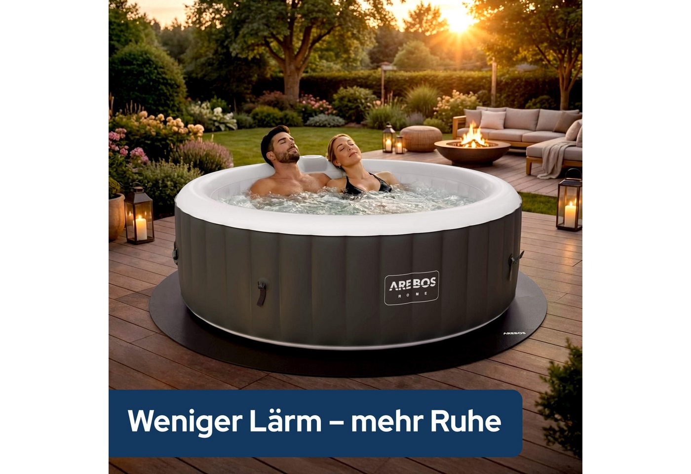 Arebos Whirlpoolmatte Spa Pool Bodenschutzmatte - rund - EVA - Whirlpool Unterlage Puzzle, (16-tlg., 16'er Set), Whirlpool Bodenschutzmatte, isolierend & rutsch – Bild 5 von 5