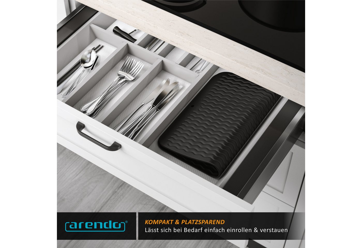 Arendo Abtropfmatte TPR, rutschhemmend, spülmaschinengeeignet, 40x30cm, Wellendesign, schimmelresistent, stoßdämpfung, flexibel, absorbierend, antirutsch – Bild 5 von 5