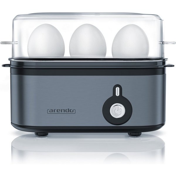 Arendo Eierkocher 3-fach, Edelstahl, Ein / Aus-Schalter, frei wählbarer Härtegrad, Anzahl Eier: 3 St., 210 W, Threecook Egg Cooker, GS, BPA-frei, für 1 bis 3 Ei