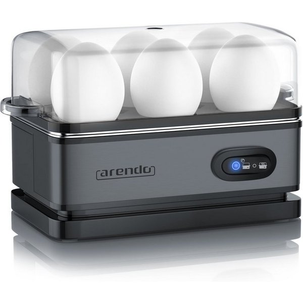 Arendo Eierkocher 6-fach, Edelstahl, mit Warmhaltefunktion, frei wählbarer Härtegrad, Anzahl Eier: 6 St., 400 W, Kipp-Funktionsschalter mit Indikationsleuchte, 