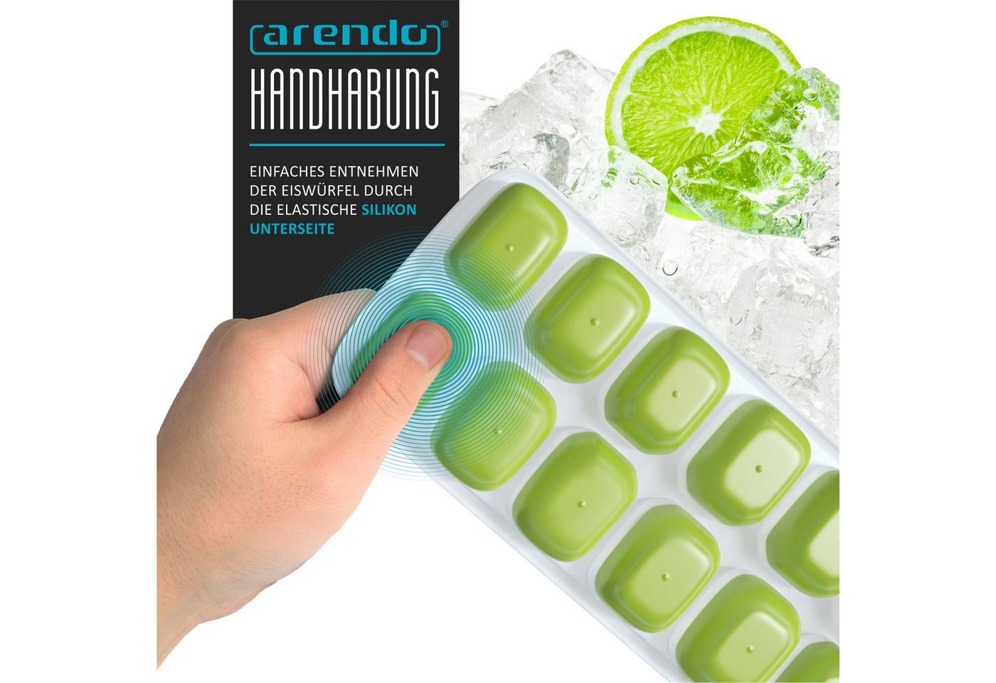 Arendo Eiswürfelform 4er Pack Silikon 250ml, 14 Eiswürfel, spülmaschinengeeignet, stapelbar, (4-tlg), 14 Fächer, 4 x Eiswürfelformen mit Deckel, BPA-frei – Bild 4 von 5