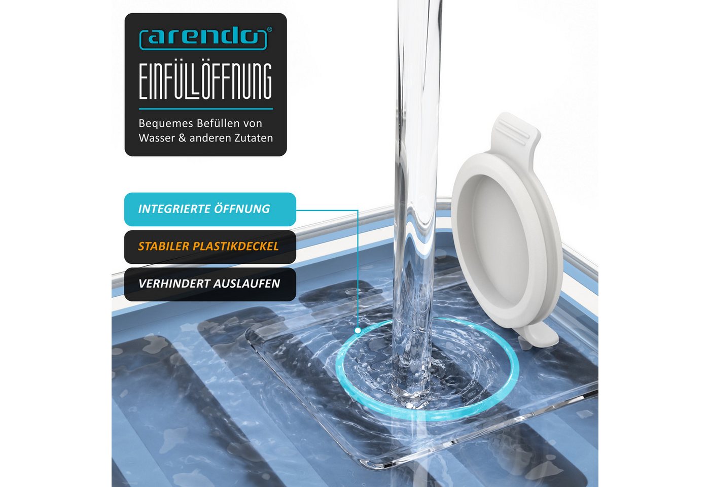 Arendo Eiswürfelform Silikon 115ml, 8 Eiswürfel, spülmaschinengeeignet, stapelbar, (1-tlg), Länglich, Deckel mit Einfüllöffnung, leichtes Herauslösen, BPA-frei – Bild 3 von 5