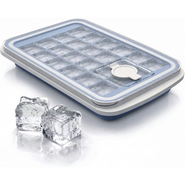 Arendo Eiswürfelform Silikon 230ml, 24 Eiswürfel, spülmaschinengeeignet, stapelbar, (1-tlg), quadratisch, 24 Fächer, Deckel mit Einfüllöffnung, BPA-frei