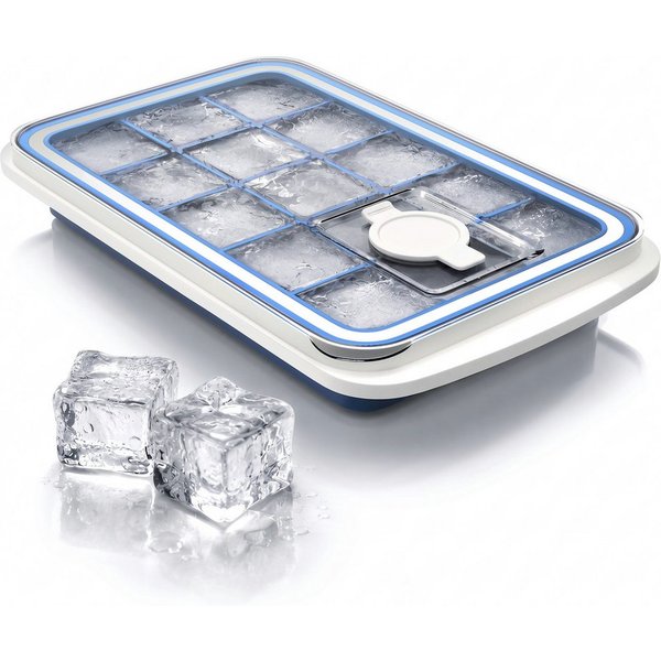 Arendo Eiswürfelform Silikon 350ml, 15 Eiswürfel, spülmaschinengeeignet, stapelbar, (1-tlg), quadratisch, Deckel, Einfüllöffnung, leichtes Herauslösen, BPA-frei