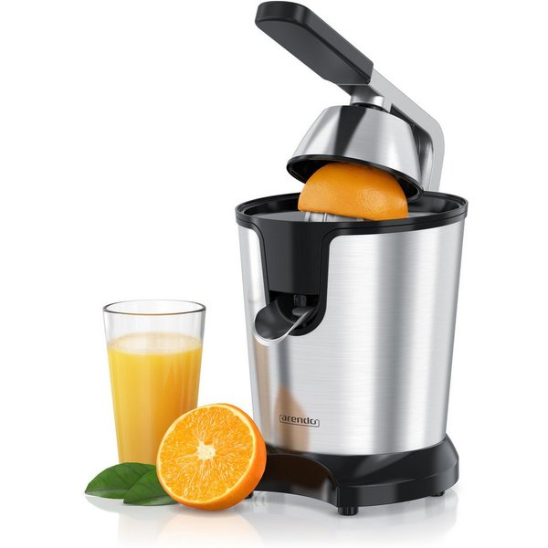 Arendo Entsafter Saftpresse elektrisch, Zitruspresse, Orangenpresse, Edelstahlkegel, 1000 W, 0,45 L Behälter, 2 Presskegel, spülmaschinengeeignet, BPA frei