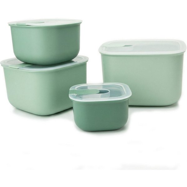 Arendo Frischhaltedose mit Deckel, 4er Set, Vorratsdosen, Lunchboxen, auslaufsicher, Polypropylen (PP), (Set, 4-tlg., 4 Größen), luftdicht, Mikrowellen, Gefrier