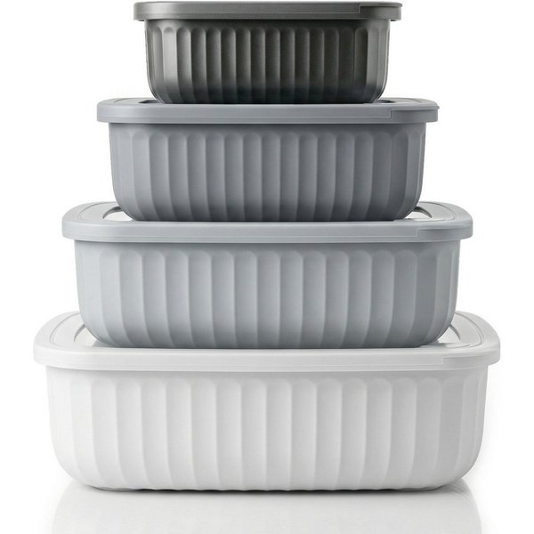 Arendo Frischhaltedose mit Deckel & Ventil, 4er Set, Vorratsdosen, Lunchboxen, auslaufsicher, Kunststoff, (Set, 4-tlg., 4 Größen (3 L, 1,7 L, 0,92 L, 0,42 L), s