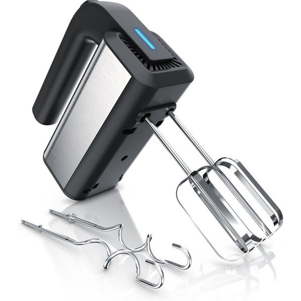 Arendo Handmixer Handrührgerät, 5 Geschwindigkeiten, inkl. 2 Rührbesen & 2 Knethaken, 350 W, Edelstahl, spülmaschinengeeignet, 5 Geschwindigkeiten Plus Turbo