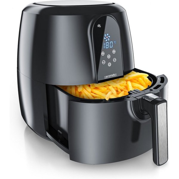Arendo Heißluftfritteuse XXL Airfryer 5,2 Liter, bis 200 Grad, 3D Umluftsystem, Display, 1800 W, Fritteuse, Heissluftfritteuse, Frittieren ohne Öl, Timer, 7 Pro